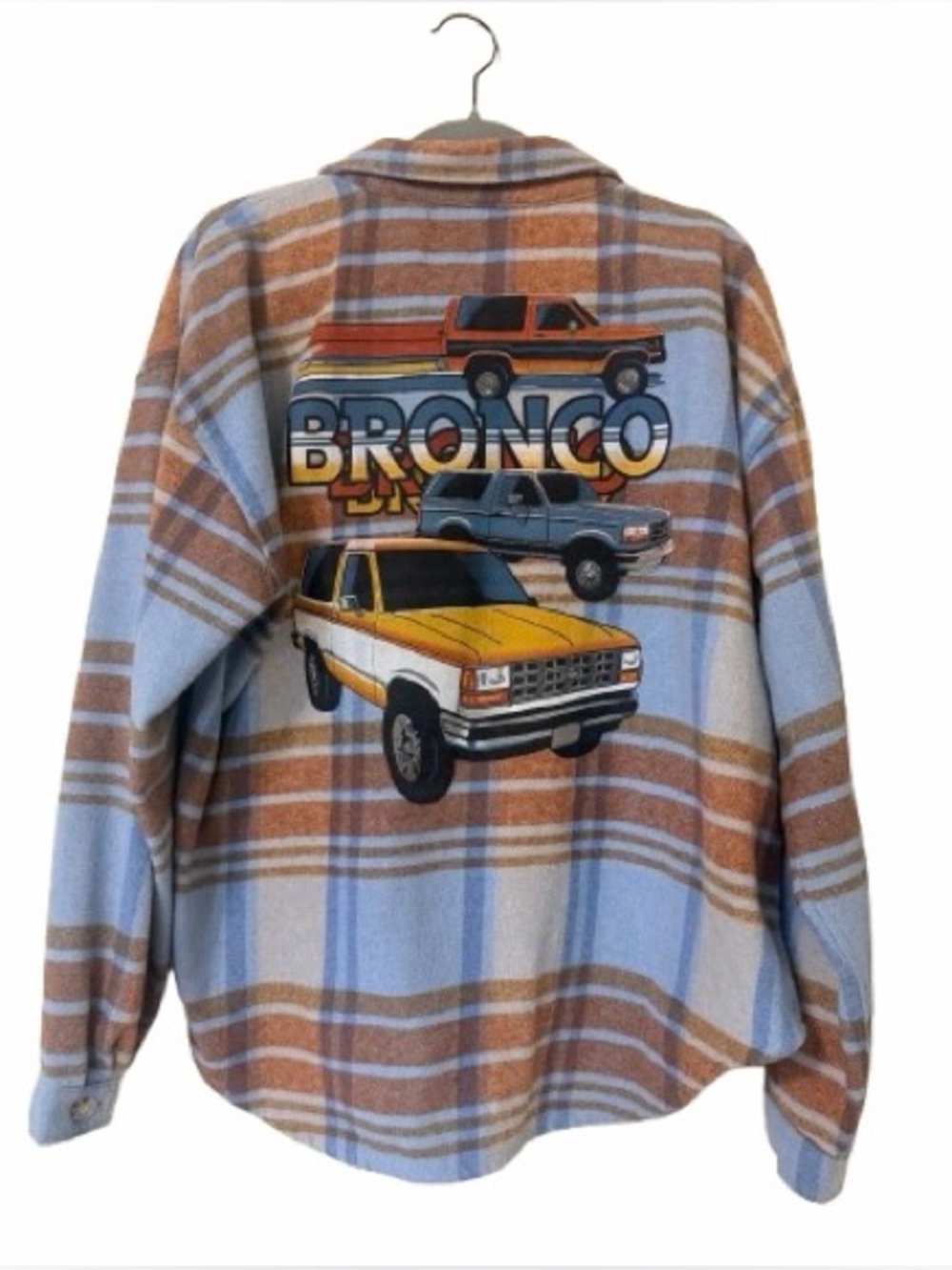 Ford Bronco Official Licensed Plaid Shacket XXL Retro Truck Graphic Button Front